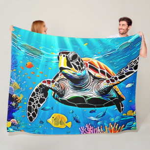 Sea Turtle Reef Life Fleecedecke
