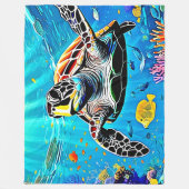 Sea Turtle Reef Life Fleecedecke (Vorderseite)