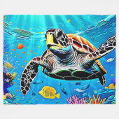 Sea Turtle Reef Life Fleecedecke (Vorderseite (Horizontal))