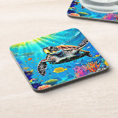 Sea Turtle Reef Life Getränkeuntersetzer (Linke Seite)