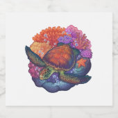 Sea Turtle Reef Schaumweinetikett (Einzelnes Label)