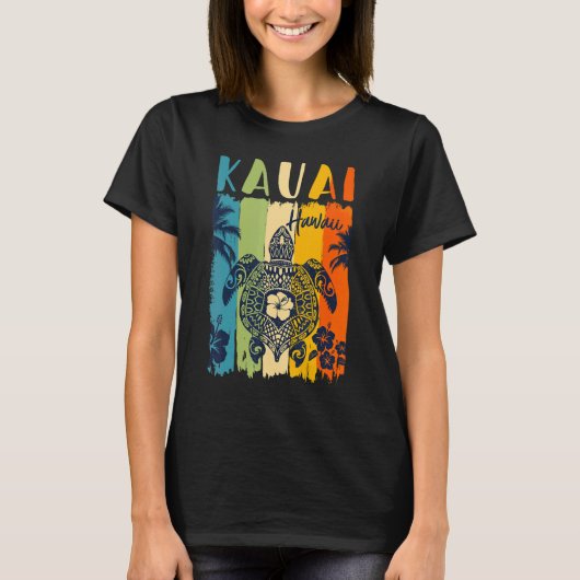 Sea Turtle Retro Kauai Hawaii Matching Family Vaca T-Shirt (Vorderseite)