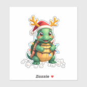 Sea Turtle Santa Christmas Lights Cute Xmas Men Wo Aufkleber (Blatt)