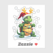 Sea Turtle Santa Christmas Lights Cute Xmas Men Wo Aufkleber (Blatt)