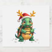 Sea Turtle Santa Christmas Lights Cute Xmas Men Wo Schaumweinetikett (Einzelnes Label)