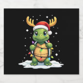 Sea Turtle Santa Christmas Lights Cute Xmas Men Wo Schaumweinetikett (Einzelnes Label)