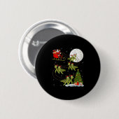 Sea Turtle Santa Sleigh Flying Funny Magical Chris Button (Vorne & Hinten)