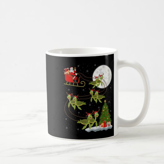 Sea Turtle Santa Sleigh Flying Funny Magical Chris Kaffeetasse (Rechts)
