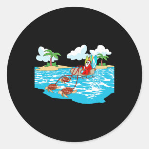 Sea Turtle Schlitten Santa Beach Surfboard Weihnac Runder Aufkleber
