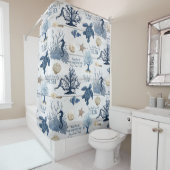 Sea Turtle Seepferd Beach Blue Rustikales Wasser Duschvorhang (Beispiel)