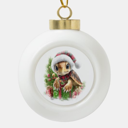 Sea Turtle Shirt Weihnachten Weihnachtsmannmütze Keramik Kugel-Ornament (Vorderseite)
