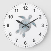 Sea Turtle Silver White Coastal Maritime Große Wanduhr (Vorderseite)