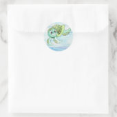 Sea Turtle Sticker- 2 Runder Aufkleber (Tasche)