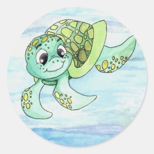 Sea Turtle Sticker- 2 Runder Aufkleber (Vorderseite)