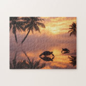 Sea turtle sunset at the beach puzzle (Horizontal)