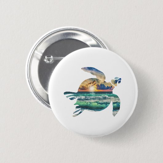 Sea Turtle Sunset Beach Button (Vorne & Hinten)