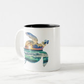 Sea Turtle Sunset Beach Zweifarbige Tasse (Vorderseite Links)