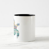 Sea Turtle Sunset Beach Zweifarbige Tasse (Mittel)