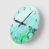 Sea Turtle Swimming in the Ocean Custom Runde Wanduhr (Winkel)