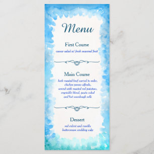 Sea Turtle Theme Custom Menu Cards   Blau und Grün Menükarte