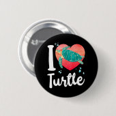 Sea Turtle Tortoise Herz I Liebe Button (Vorne & Hinten)