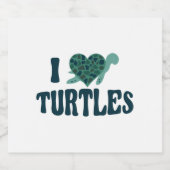 Sea Turtle Tortoise Herz I Liebe Schaumweinetikett (Einzelnes Label)