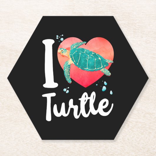 Sea Turtle Tortoise Herz I Liebe Untersetzer (Vorderseite)
