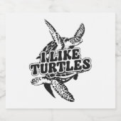 Sea Turtle Tortoise I like Turtles Schaumweinetikett (Einzelnes Label)