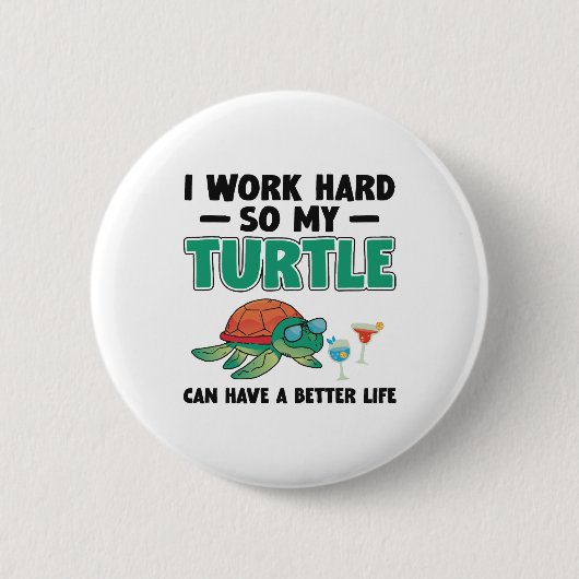 Sea Turtle Tortoise Ich arbeite hart, Copy Copy Co Button (Vorderseite)