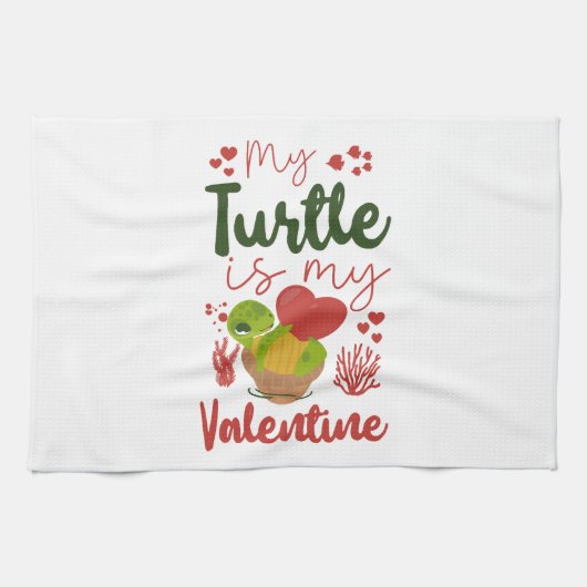 Sea Turtle Tortoise Valentines Day    Geschirrtuch (Horizontal)