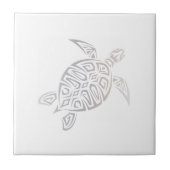 Sea Turtle Tribal Beige Weiße Minimalkonstruktion Fliese (Vorderseite)