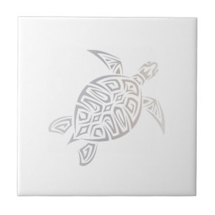 Sea Turtle Tribal Beige Weiße Minimalkonstruktion Fliese