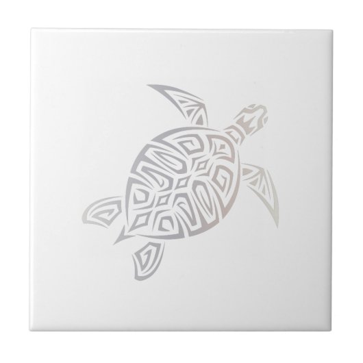 Sea Turtle Tribal Beige Weiße Minimalkonstruktion Fliese (Vorderseite)
