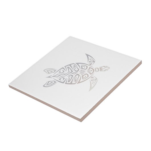 Sea Turtle Tribal Beige Weiße Minimalkonstruktion Fliese (Seite)