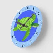 Sea Turtle Tropical Beach Blue Runde Wanduhr (Winkel)