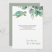 Sea Turtle Tropical Blätter Wasserfarbenhochzeit Dankeskarte (Vorne/Hinten)