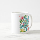 Sea Turtle Tropical Blume Summer Kaffeetasse (VorderseiteRechts)