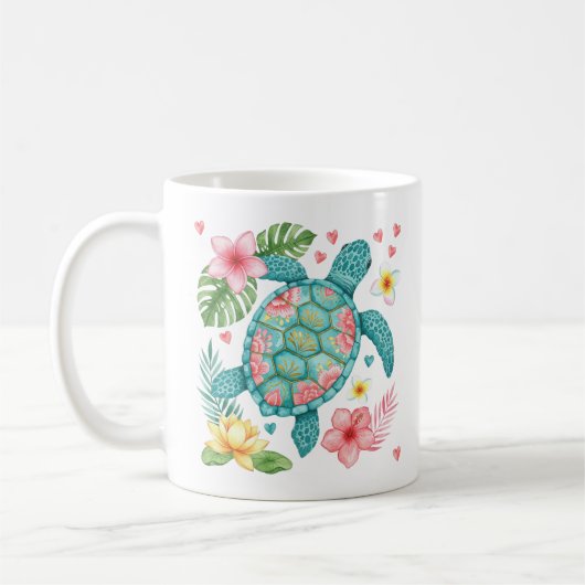 Sea Turtle Tropical Blume Summer Kaffeetasse (Links)