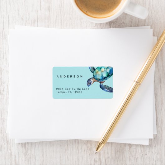 Sea Turtle Tropical Return Address Adressaufkleber (Insitu)