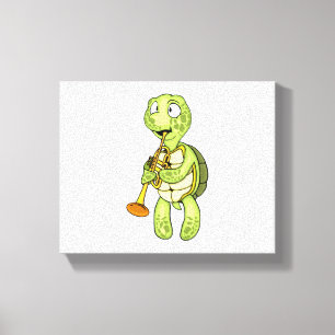 Sea Turtle Trumpet Player Kids Music Orchestra Leinwanddruck