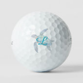 Sea Turtle Turquoise Script Initia Titleist Pro V1 Golfball (Vorderseite)