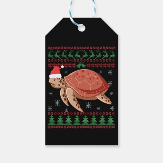 Sea Turtle Ugly Christmas Sweater Reptiles Liebhab Geschenkanhänger (Vorderseite)