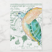 Sea Turtle Vintag Map white Lebensmitteletikett (Einzelnes Label)