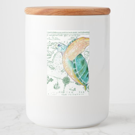 Sea Turtle Vintag Map white Lebensmitteletikett (Vorderseite)