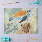 Sea Turtle Vintag Seashells Decoupage Seidenpapier (Basteln)