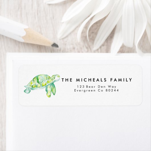Sea Turtle Watercolor Address Label (Insitu)