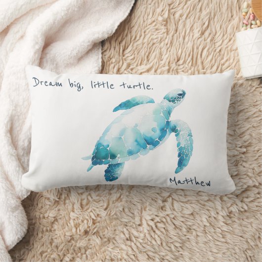 Sea Turtle Watercolor Blaues Kinderzimmer Lendenkissen (Decke)