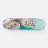 Sea Turtle Watercolor Green Skateboard (Horizontal)
