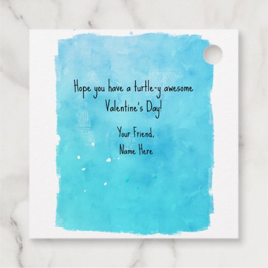 Sea Turtle Watercolor School Valentine's Day Geschenkanhänger (Rückseite)