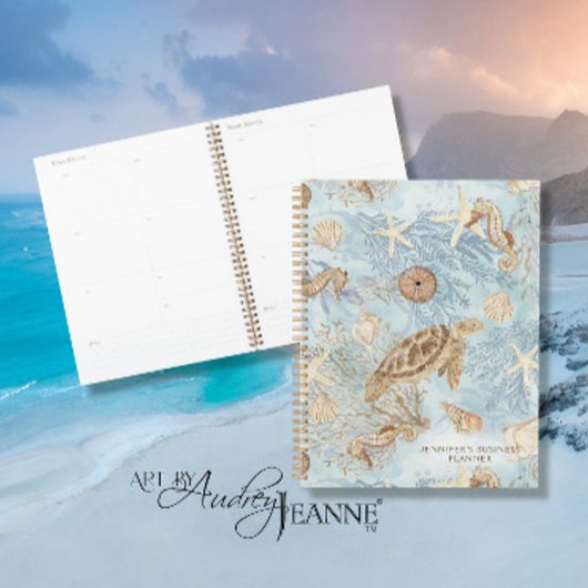 Sea Turtle Watercolor Starfish Seepferd Blauer Nam Planer